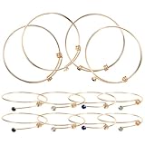 Alipis 12 Piezas Pulseras Ajustables de Alambre de Hierro para DIY Brazaletes Expandibles con Diseño Cómodo y Resistente Pack con Diamantes Blancos y Verde para Creación de Joyas