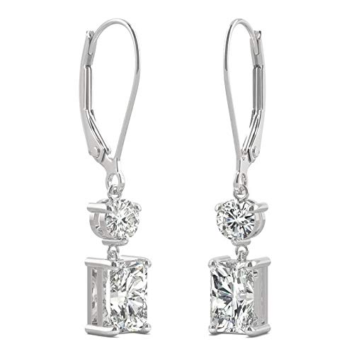 Jeweleryium 2.30Ct Brilliant Radiant Cut, Vvs1 Clarity, Colorless Moissanite Diamond, 925 Sterling Silver Earring, Lever Back Drop Earrings, Anniversary Ring, Wedding Gift, Dress Earring #TOP1