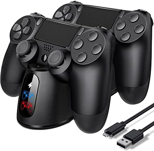 PS4 Controller Charger Station, PS4 Charger PS4 Charging Station for Playstation 4 Dualshock 4 Controller, Upgraded PS4 Charging Dock Station with Fast-Charging Port for Playstation 4 Controllers