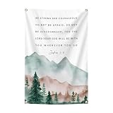 Bible Verse Wall Art Be Strong and Courageous Posters Tapestry 2x3 Ft Aesthetic Poster for Teen Boys Girls Bedroom and College Dorm Wall Decor Gifts