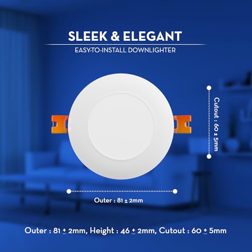 Image of Crompton Star Deep Glaze Downlighter 3W Round Ceiling Light (Cool Day Light, Pack of 1)| Cut Out Size :1524mm