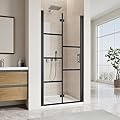 UCALAFEE Glass Shower Door 31.5-33 in. W x 72 in. H, Bifold Shower Door with 1/4" (6mm) Clear SGCC Tempered Glass. Semi-Frameless Folding Bathroom Doors for Walk in Shower, Easy to Clean, Matte Black