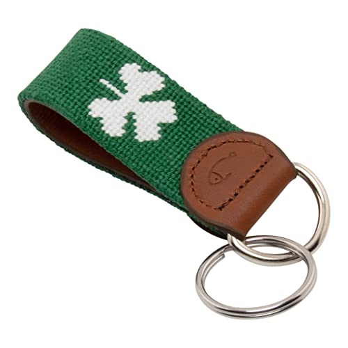 Image of Leather Hand-Stitched Needlepoint Key Fob or Key Chain