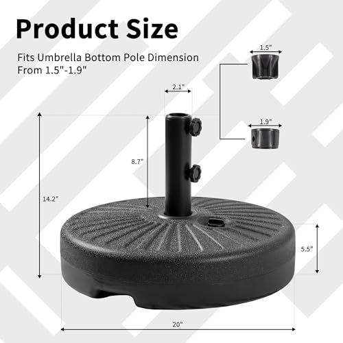 Sombrilla de patio resistente con base rellenable de agua y soporte robusto de 51 cm para jardin 8