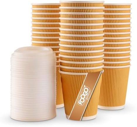 EcoQuality 12oz Disposable Paper Coffee Cups With Lids [300 Pack] - Biodegradable, Compostable, For Hot/Cold Drinks - View #10