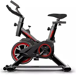 Bicicleta Ergométrica Spinning Magnética Premium Vertical Silenciosa – Assento Ajustável, Display LCD de Tempo/Calorias, Suporta 100kg cor Preta e Vermelha