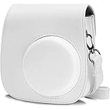 チェキケース For 富士フイルム instax mini 11 専用 カメラケース PUレザー カメラバック チェキカメラ ケース ストラップ付き mini 11 case 全6色 (White)