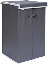 ANYTIME Set of 1 75L Foldable Laundry Bag for Clothes with Lid and Handles | Non-Woven Rectangular | Clothes Storage Basket | Freestanding Organizer | Toy Storage Basket | (56x36x33) Grey,