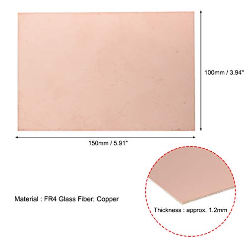 Uxcell Single-Sided Copper Clad Laminate Pcb Circuit Board, Fr4 150X100Mm 5.91X3.94 Inch, 1.2Mm Thickness Diy Prototyping Pcb Board, Name Board, 5Pcs #TOP2