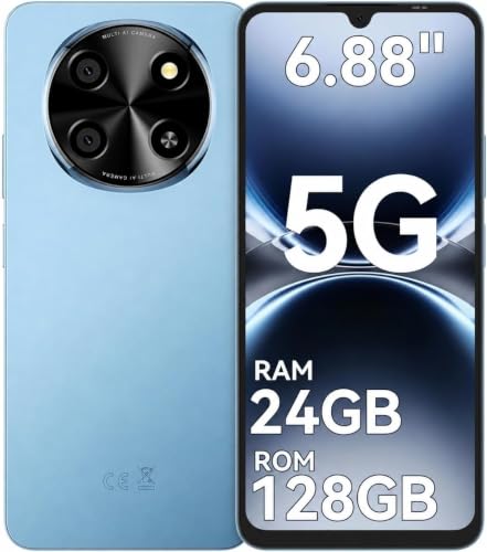 5G Android Phone, 6.88HD Unlocked Phones for T-Mobile, NFC, 24GB+128GB,Blue