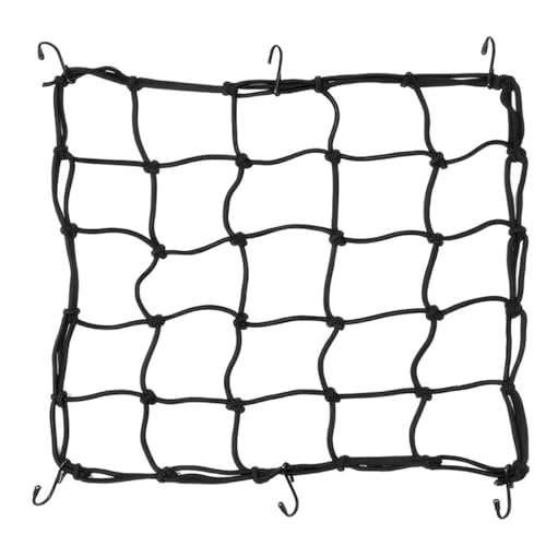 GXGM Filet Élastique à Bagages Araignée 6 Crochets Moto Scooter Bicyclette VTT - Extensible 40x40cm Noir, 1 Pièce