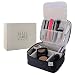 Ellis James Designs Travel Makeup Bag Organizer for Women - Black - 2-in-1 Make Up Bag and Nail Polish Case - Large Makeup Brush Bag with, Handle and Compartments