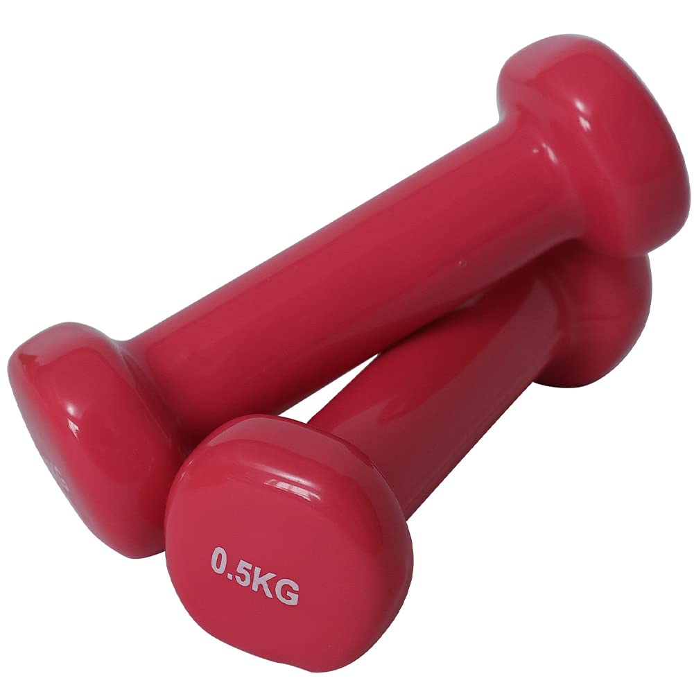BAKAJI Zestaw 8 hantli gimnastycznych z walizką (2 x 0,5 kg + 2 x 1 kg + 2 x 1,5 kg + 2 x 2 kg), obciążniki fitness z powłoką z gumy piankowej, ergonomiczne, odporne na rdzę, antypoślizgowe