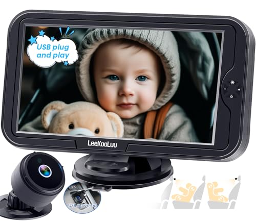 Image of Carseat Car Camera for Baby: HD 1080P Display Real-Time Monitoring for Infants 0-4 Years No Delay - Clear Night Vision USB Plug-Play Safe and Durable Easy Setup Peace of Mind While Driving on the Go