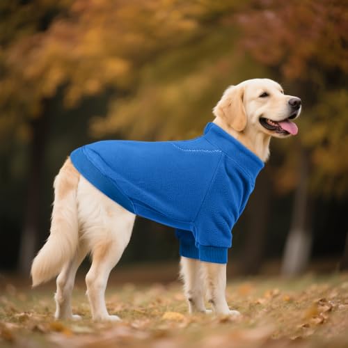 Image of BRKURLEG Dog Sweater, Warm Fleece Dog Winter Coat, Blue, XXL