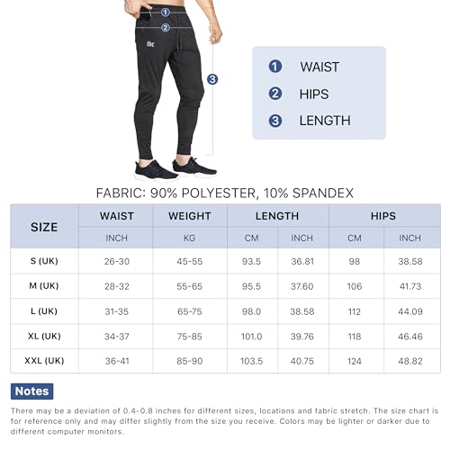 BROKIG Mens Stretch Running Tracksuit Bottoms, Lightweight Gym Trousers Sports Joggers Jogging Pants (Dark Gray,Small) - Image 6