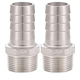 Ceaeso 304 Stainless Steel 1' Hose Barb x 1' NPT Male Thread，lead-free，For connecting 1-inch bore air/water/oil hoses, 2 per pack…