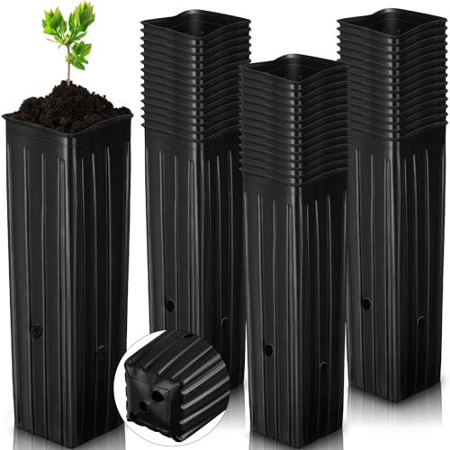 Hushee 200 macetas de plástico de 12 pulgadas de alto a granel, macetas de plástico para plantas de jardín para plantas de jardín para plantas de jardín y flores al aire libre e interior