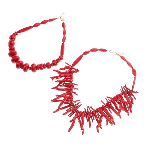 GALPADA Collar rojo coral collares de mujer collares bohemios collar boho de verano collar de playa bohemio collar de gargantilla de playa collar de surfista de verano aleación