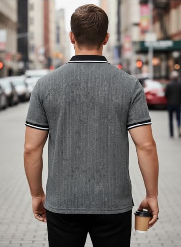 Image of Mack Jonney Men's Premium Jacquard Polo T-Shirt | Short Sleeve Soft Knit Fabric | Stylish Casual & Smart Wear Polo-M6907