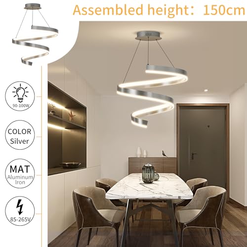 Lustre plafonnier LED 3 anneaux YangRy design chic et intensité variable pour salon