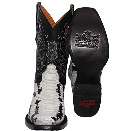 Mens Genuine Leather Python Snake Print Square Toe Cowboy Boot2