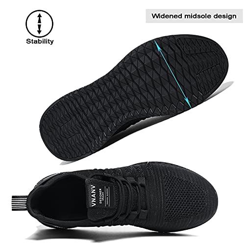 Men's Slip On Walking Shoes Fashion Running Sneakers - Lightweight Breathable Mesh Gym Tennis Comfortable Athletic (11,Black/White)4