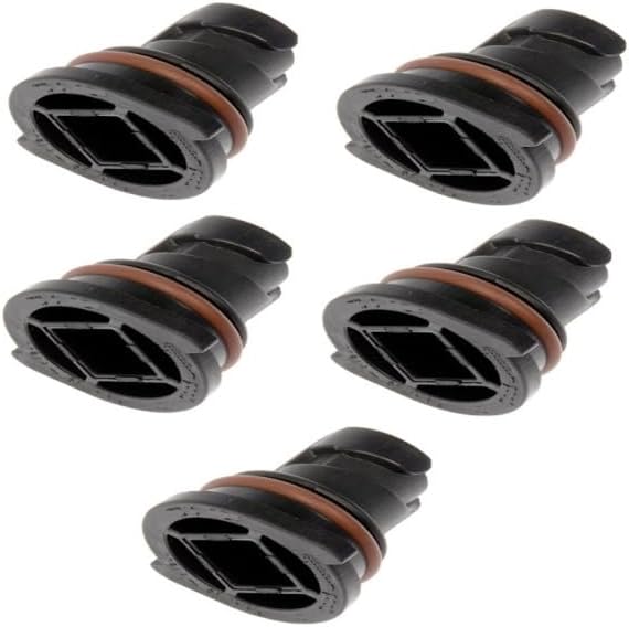 KarParts360 For Cadillac XT6 2021 22 23 24 2025 Engine Oil Drain Plugs | 5 Pieces | Plastic | Black | Square Head Drive Type | Conventional Drain Method | O-Ring Gasket Type | For 12713651, 55498782