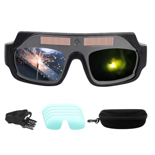 Welding Glasses, No Slip Auto Darkening Anti Glare, Safety Glasses For Welders for Professionals, Adjustable Protective Eyewear with UV Protection, Workshop Metal Fabrication Tool