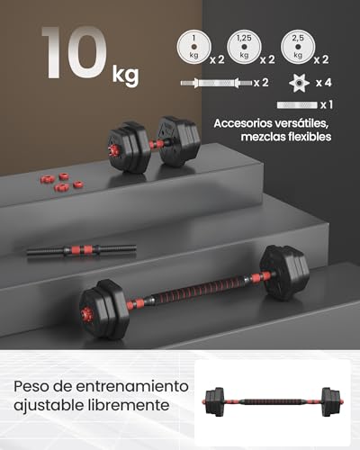 Variante de SONGMICS mancuernas 10 kg hexagonales con barra, negro
