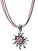 Trachtenkette Wiesnsonne eleganter und funkelnder Edelweiss Anhänger mit Strass - Trachtenschmuck Kette für Dirndl und Lederhose (Rosa)