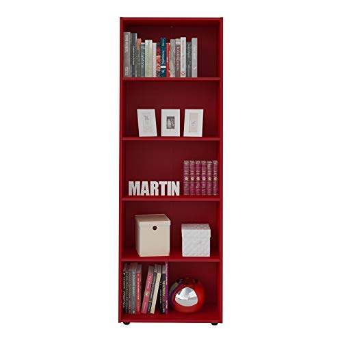 Estante Livreiro com 5 nichos MULTY cor Red, Grande