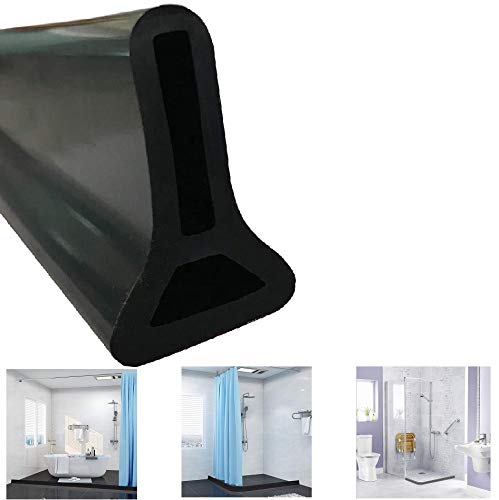 FEINIAO Silicone Wet Room Bathroom Floor Seal Shower Dam Screen Door Seal Strip Prevents Overflow of Water | Waterproof Self-Adhesive and Bendable Waterproof Strip (Black,180 cm)