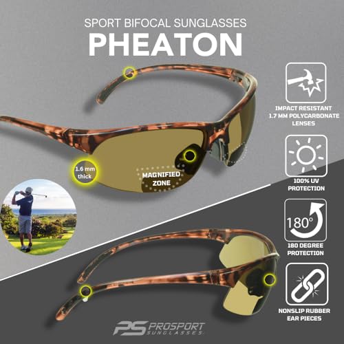 proSPORT BIFOCAL Sunglasses Readers Tinted Mens Womens High Definition Amber Yellow Smoke +1.50 +1.75 +2.00 +2.25 +2.504