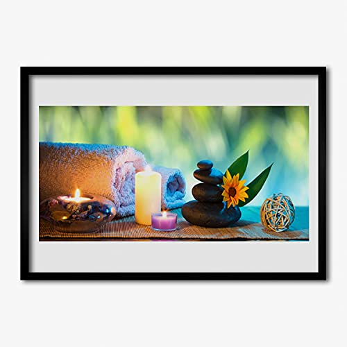 Cadre en MDF avec affiche haut de gamme 70x50 cm Tulup art mural bougie