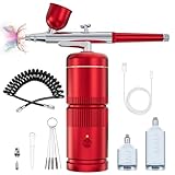 Rexley Airbrush Kit - Auto Handheld Airbush Gun Rechargeable Airbrush Compressor Nail Airbrush Machine - Airbrush Set Portable Wireless Air Brush for Nail Art Barber Makeup Model Painting Cake Decor…