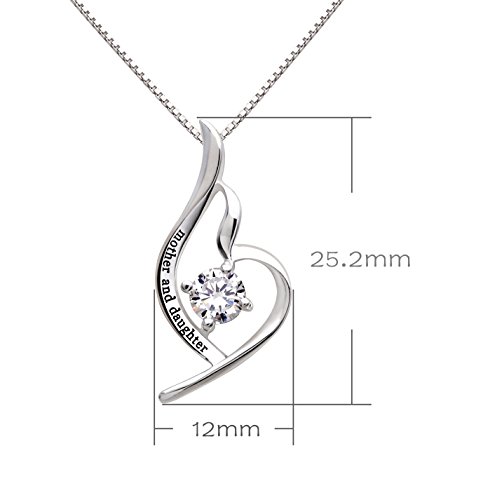 Alov Jewelry Sterling Silver Mother And Daughter Cubic Zirconia Pendant Necklace #TOP2