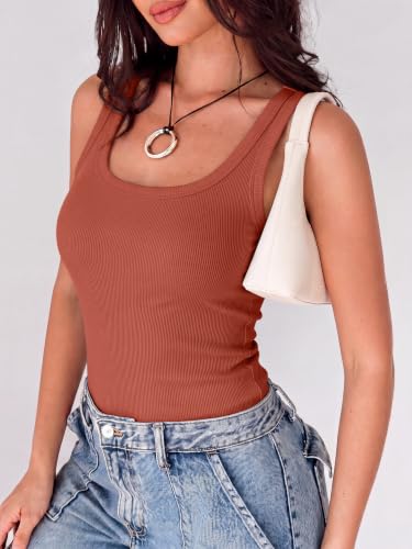 Image of ANRABESS Womens Square Neck Ribbed Tank Tops 2026 Summer Sleeveless Shirts