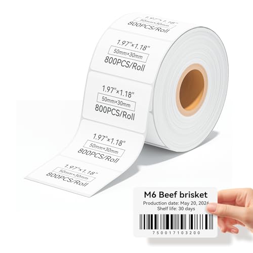 iDPRT 1.97" 1.18" Multi-Purpose Direct Thermal Labels (50mm30mm), Thermal Sticker for Address/Barcode/Mailing, Compatible with iDPRT SP460BT/SP410/SP3