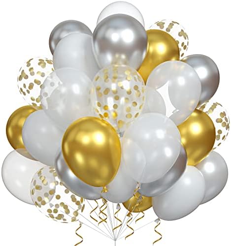 Blue White Balloons, 30 pcs Blue Confetti Balloons Metallic blue balloons Party Balloons for Birthday Party Wedding Baby Shower Birthday Party Decoration