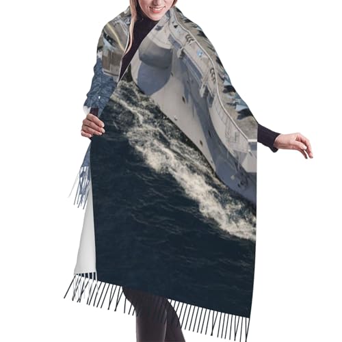 Gszjidba Aircraft Carrier Crossing The Ocean 3d Rendering Tassel Cashmere Scarf Ladies Warm Long Casual Shawl