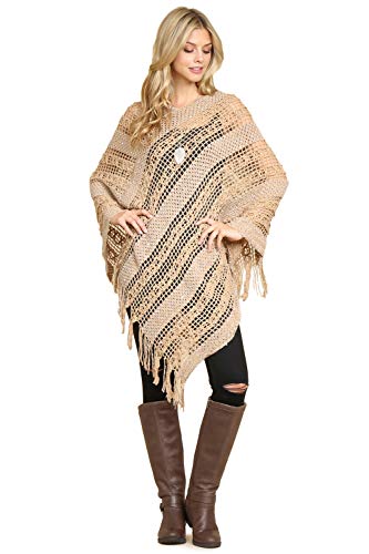 Image of RIAH FASHION Bohemian Sequin Glitter Shawl Wrap Poncho - Kimono Cardigan, Sparkly Metallic Mesh Scarf, Open Knit Crochet