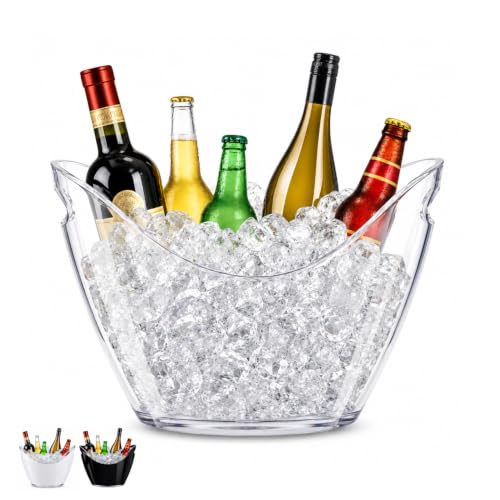Virsus Secchiello Portaghiaccio Ovale 58654 misura 34,5x26x24 cm, capacità 8 Lt, secchio in plastica per ghiaccio, 2 Maniglie, secchiello per bottiglie Vini Champagne per feste eventi -C (Trasparente)