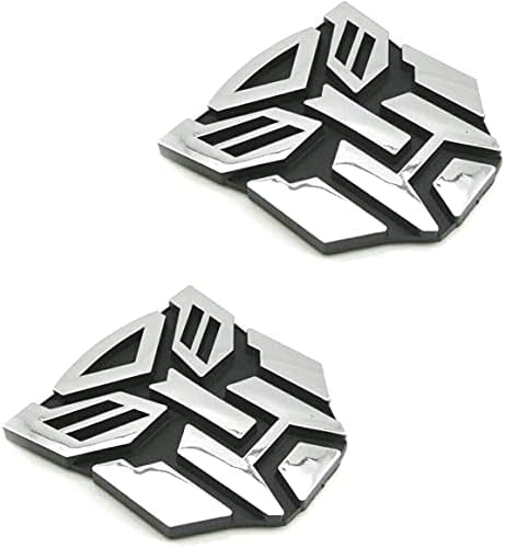 2 PCS in Set Transformers Emblem - 3" Tall for Car Autobot Sticker Pair Chrome Finish PVC Auto Emblems Transformers Autobot Car Accessories