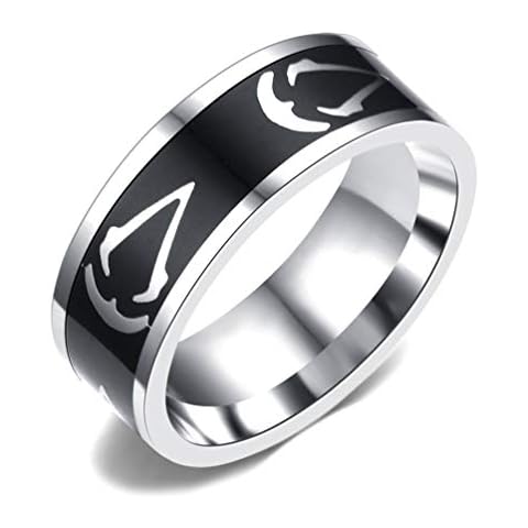 Sping Jewelry Assassin's Creed Symbol Ring Stainless Steel Master Assassins Emblem Band Size 7to13 Cover