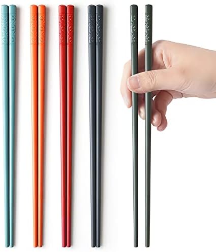 AOOSY Reusable Fiberglass Chopsticks - Multicolour Chinese Chopsticks Dishwasher Safe Chopsticks, 5 Pairs Japanese Chopsticks Gift Set 24cm5 Colors