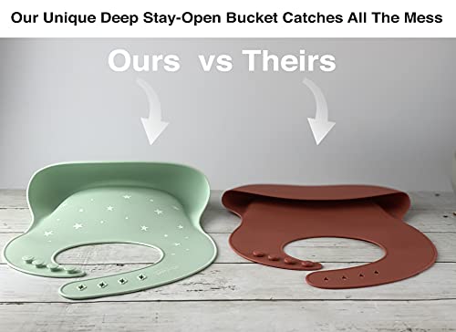 Otterlove Silicone Bib-100% Pure Platinum LFGB Baby Bibs 6-48 months-No Fillers-BPA and Phthalate Free (2 Bib Pack - Blue Elephants & Lemon Lime Otters)3