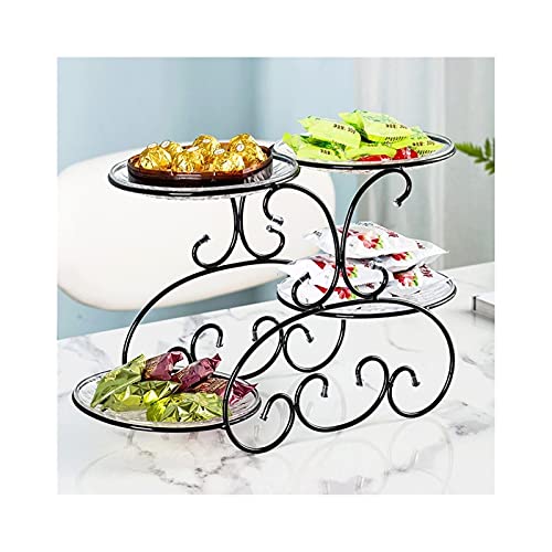 Alzata per torta Alzata per dessert in metallo a 4 livelli, ideale per esporre torte, alzata per cupcake, piatti da dessert, frutta, caramelle, torre espositiva, piatti da dessert (colore: nero) (ner