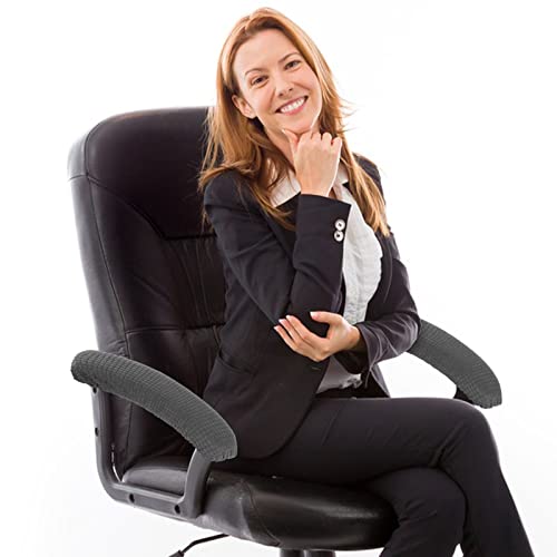 Tiesome 2Pcs Office Chair Arm Armrest Covers, Stretchable Polyester Office Chair Protector Covers Relieves Elbow Discomfort (Length-40Cm) (Gray) #TOP6