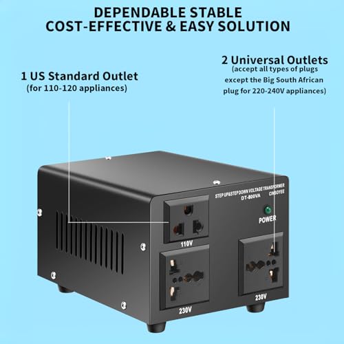800W Voltage Converter Transformer,220V to110V/110 to 220V Set Up/Down Voltage Transformer Power Converter,Circuit Breaker Protection,CE FC ROSH Certified2